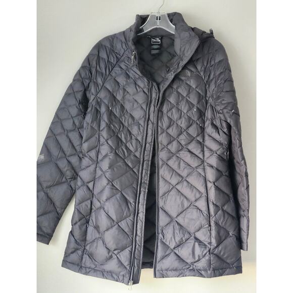 The North Face Trevail Women Grey 650 Down Quilted Puffer Jacket Coat Sz M A0070 - Picture 1 of 5